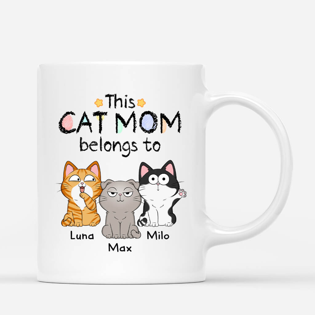 1295MUS1 personalized this cute cat mom dad belongs to mug