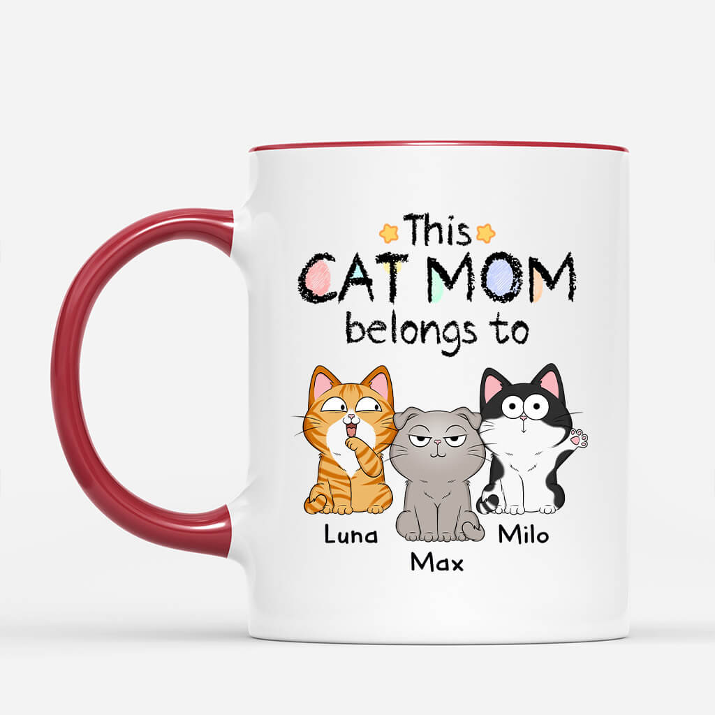 1295MUS2 personalized this cute cat mom dad belongs to mug