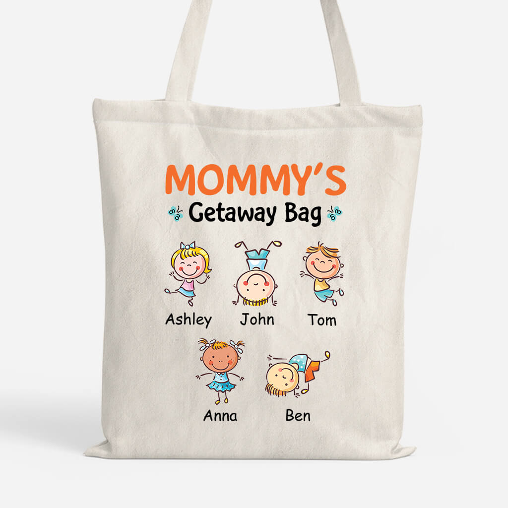 1296BUS1 personalized mommys getaway tote bag