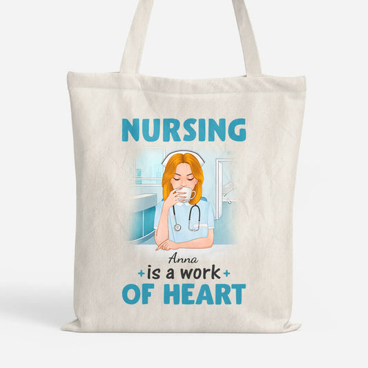 1300BUS1 personalized nursing is a work of kind heart tote bag