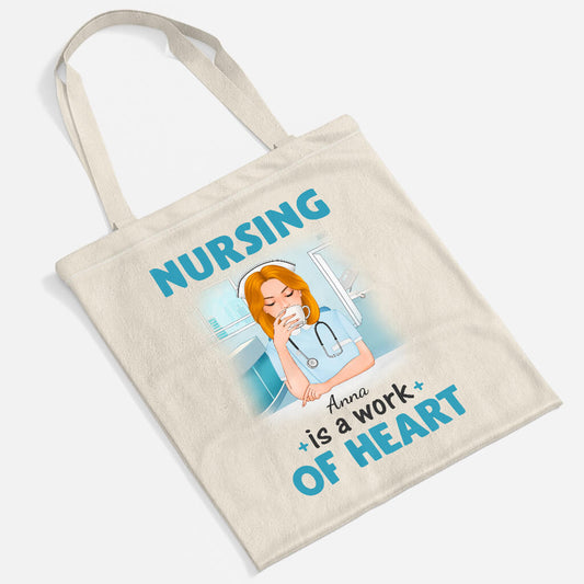 1300BUS2 personalized nursing is a work of kind heart tote bag