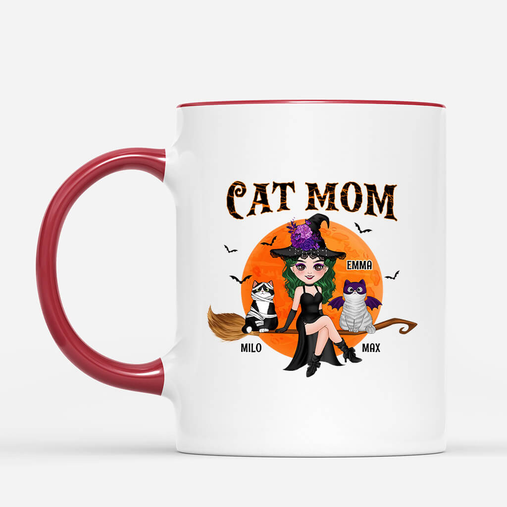 1310MUS2 personalized cute cat mom with broom mug