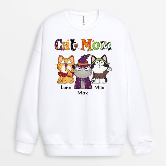 1311WUS1 personalized halloween cat mom sweatshirt
