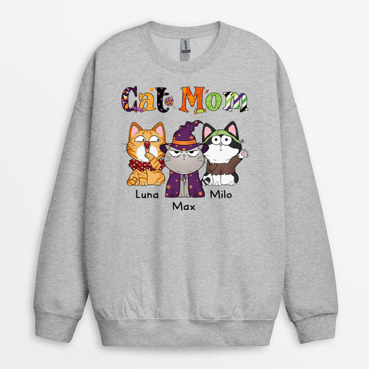 1311WUS2 personalized halloween cat mom sweatshirt