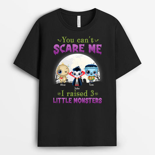 1320AUS1 personalized cant scare me i raised 3 little monsters t shirt