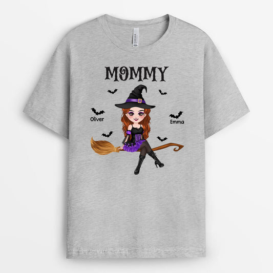 1323AUS2 personalized grandma witch sitting on broom t shirt