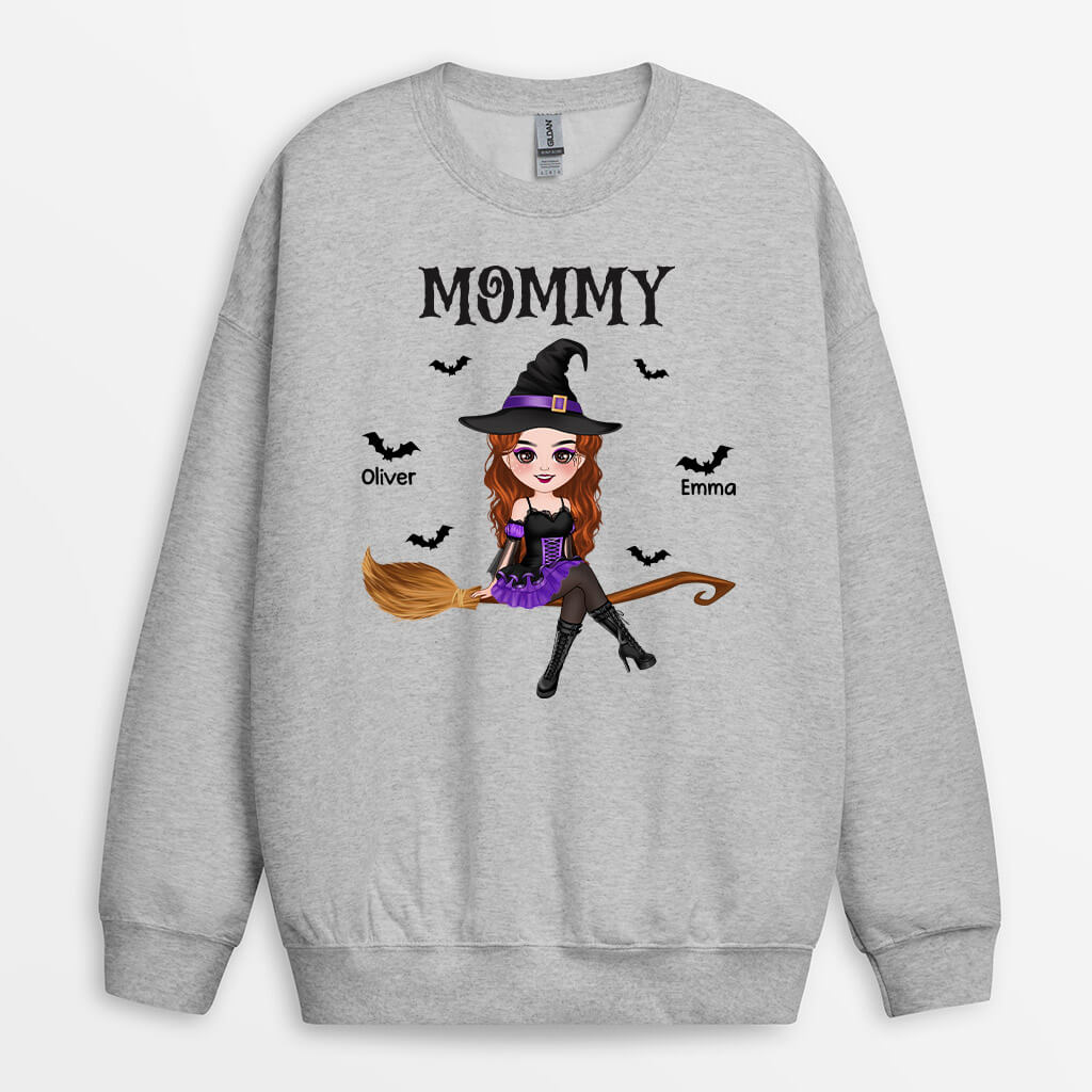 1323WUS2 personalized grandma witch sitting on broom sweatshirt
