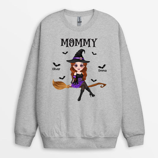 1323WUS2 personalized grandma witch sitting on broom sweatshirt