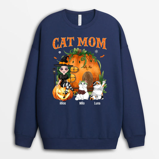 1328WUS1 personalized cat mom halloween sweatshirt