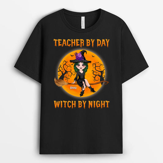 1331AUS1 personalized teacher by day witch by night t shirt