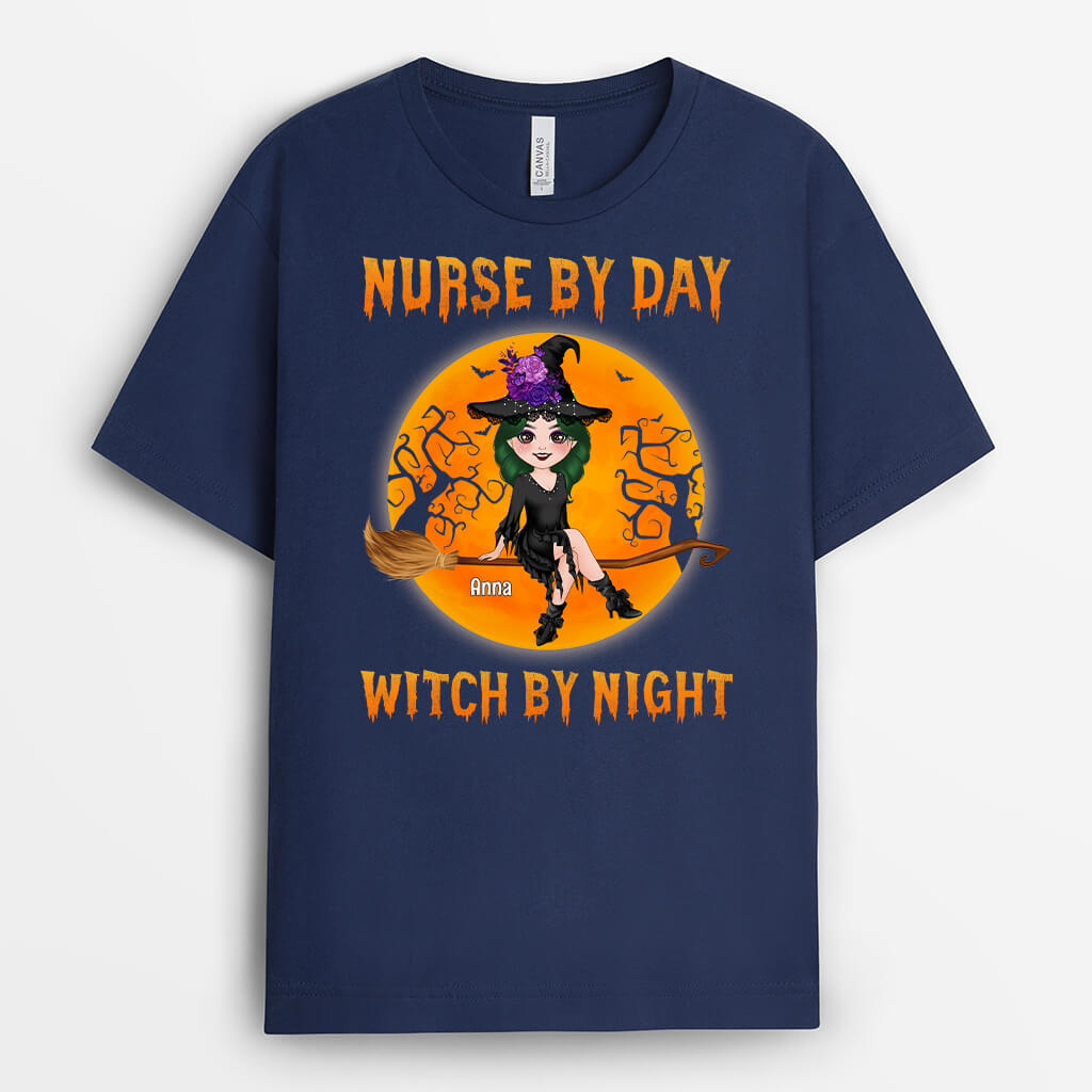 1331AUS2 personalized teacher by day witch by night t shirt