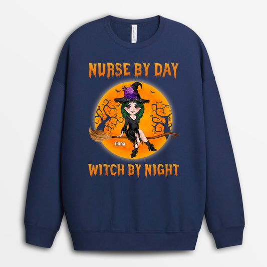 1331WUS2 personalized nurse by day witch by night sweatshirt