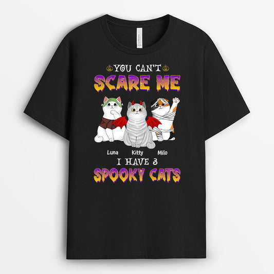 1336AUS1 personalized you cant scare me i have a spooky cat t shirt
