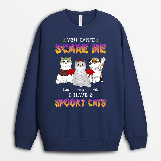 1336WUS1 personalized you cant scare me i have a spooky cat sweatshirt