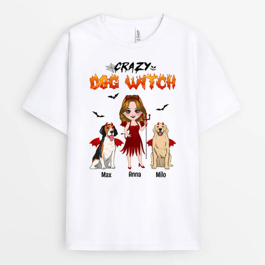 1348AUS1 personalized crazy dog witch t shirt