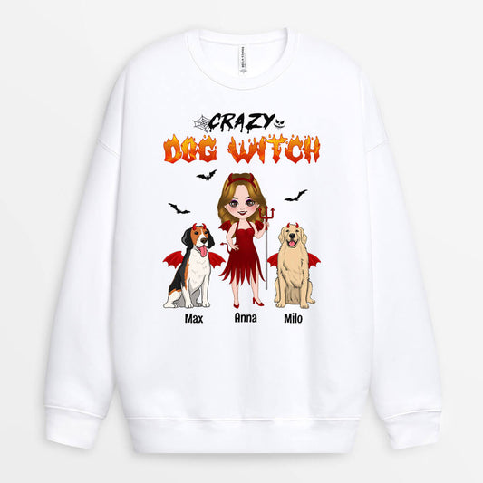 1348WUS1 personalized crazy dog witch sweatshirt