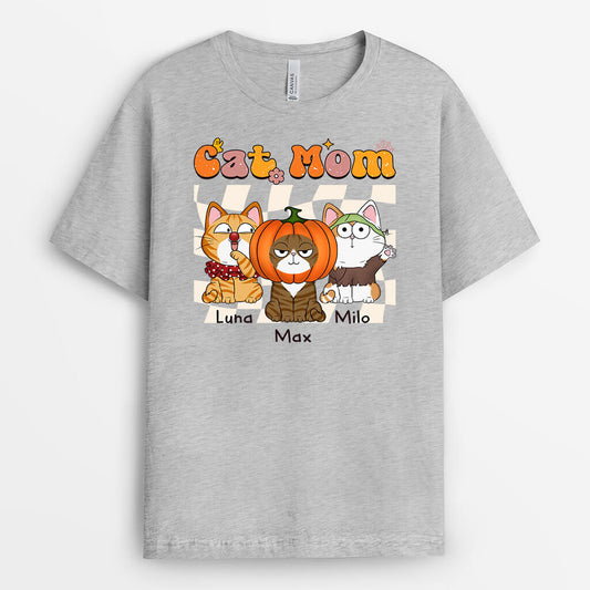 1349AUS1 personalized cute cat mom t shirt