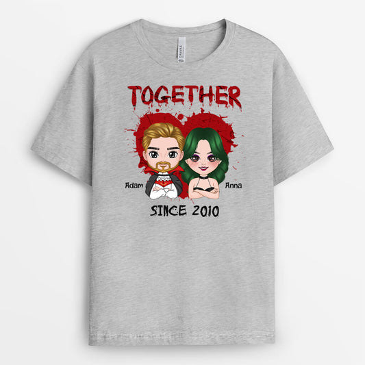 1350AUS1 personalized together since halloween theme t shirt