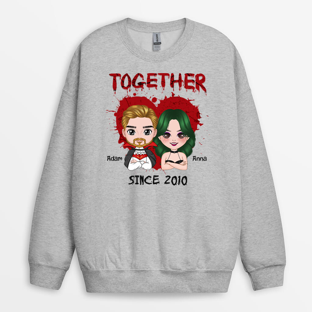1350WUS1 personalized together since halloween theme sweatshirt