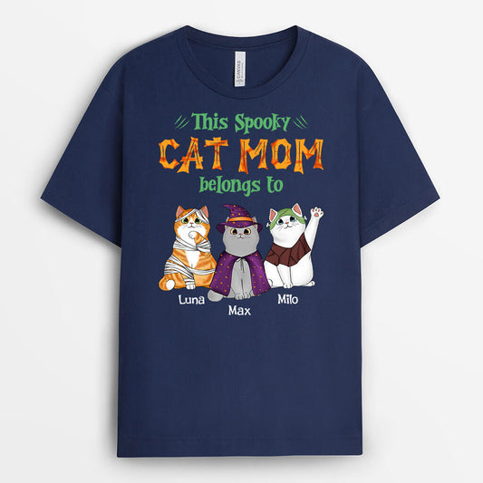 1352AUS2 personalized this spooky cat dad mom belongs to t shirt