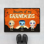 1355DUS1 personalized beware of my grandkid monsters door mat