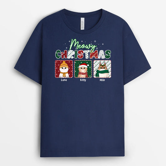 1358AUS2 personalized meowy christmas t shirt