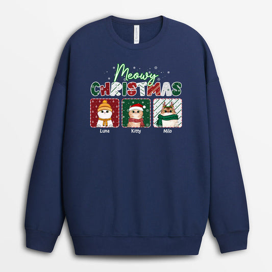 1358WUS2 personalized meowy christmas sweatshirt