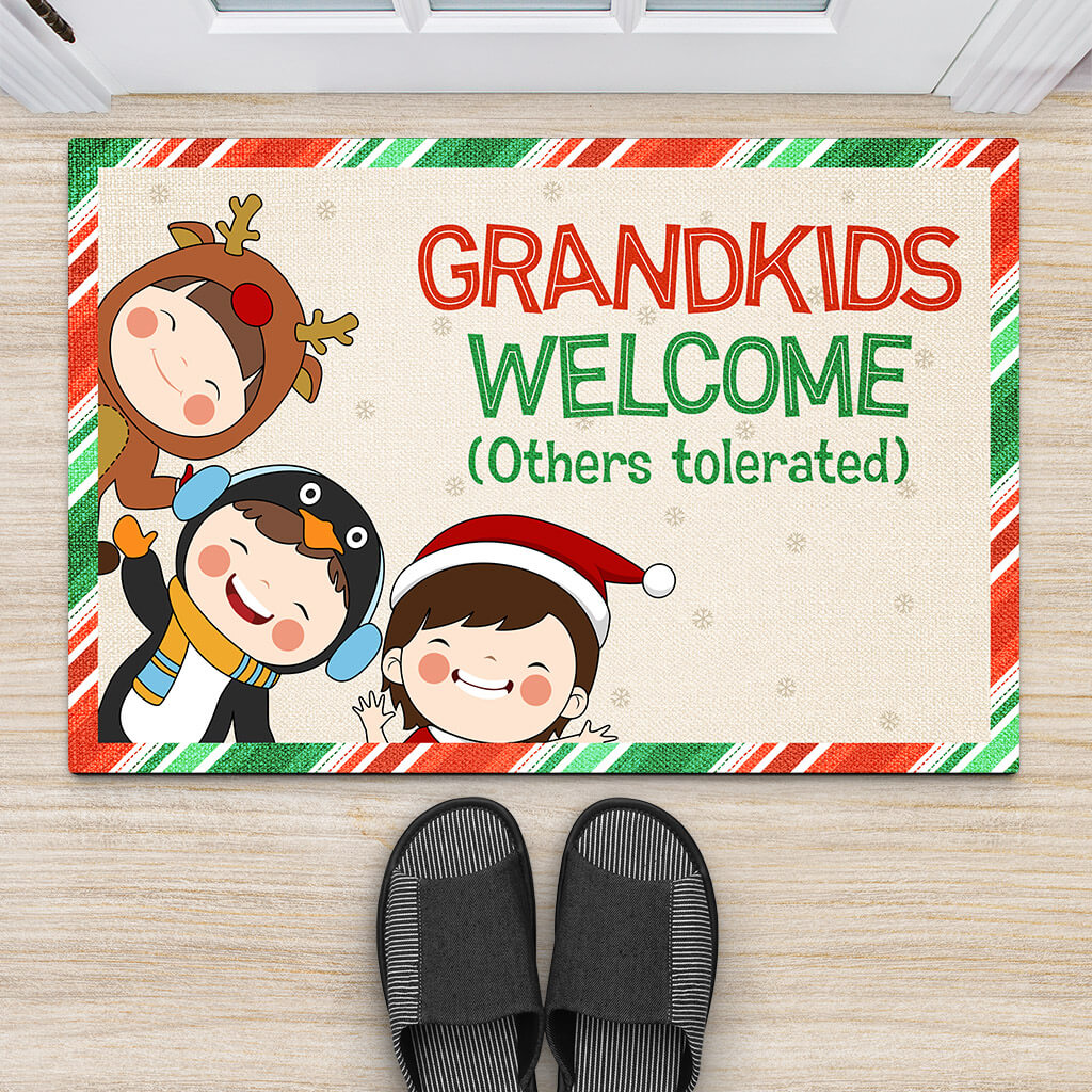 1361DUS2 personalized grandkids welcome doormat