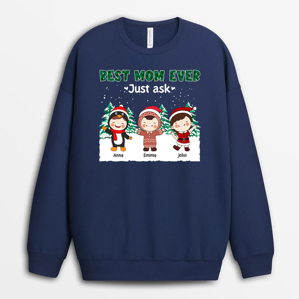 1362WUS1 personalized best mom ever christmas sweatshirt