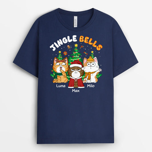 1364AUS1 personalized jingle hell christmas cat t shirt