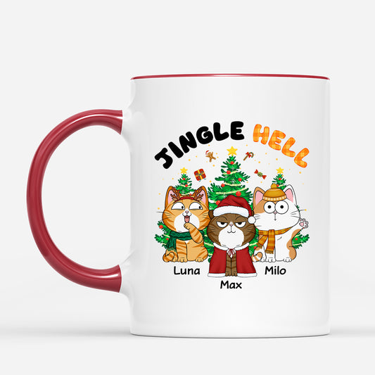 1364MUS1 personalized jingle hell christmas cat mug