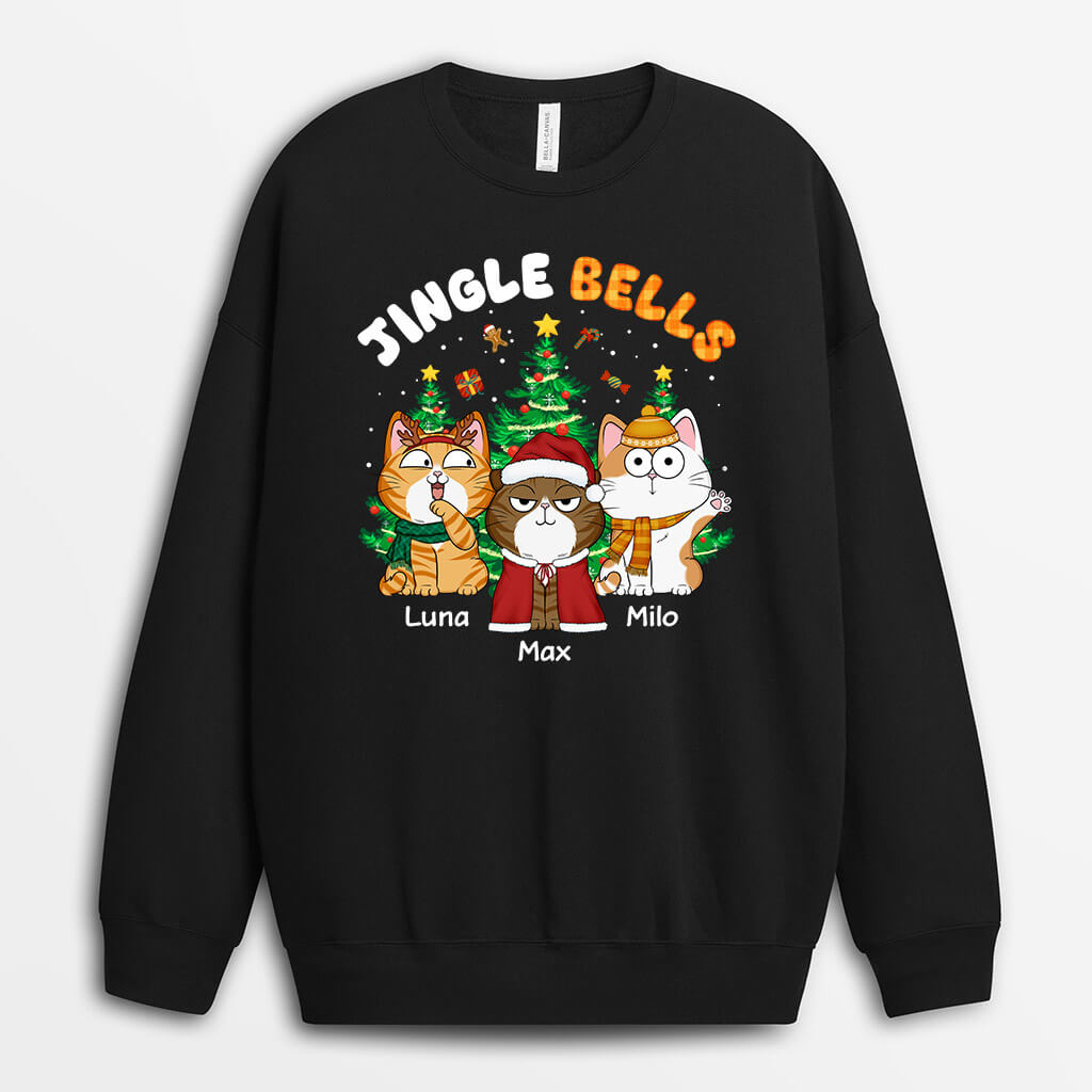 1364WUS1 personalized jingle hell christmas cat sweatshirt