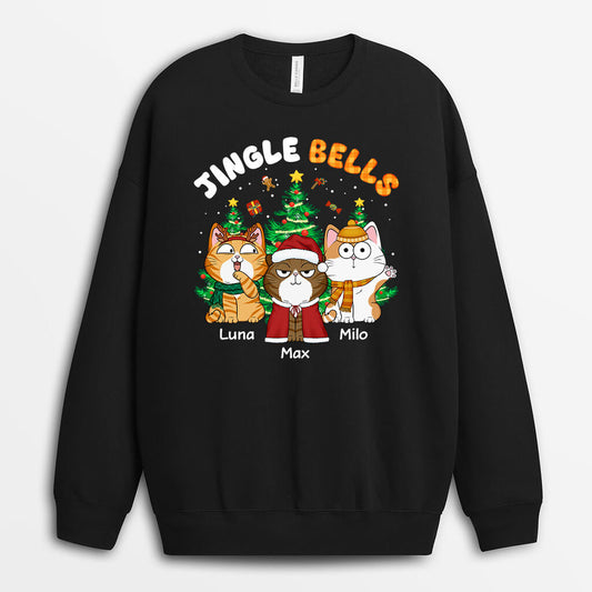 1364WUS1 personalized jingle hell christmas cat sweatshirt