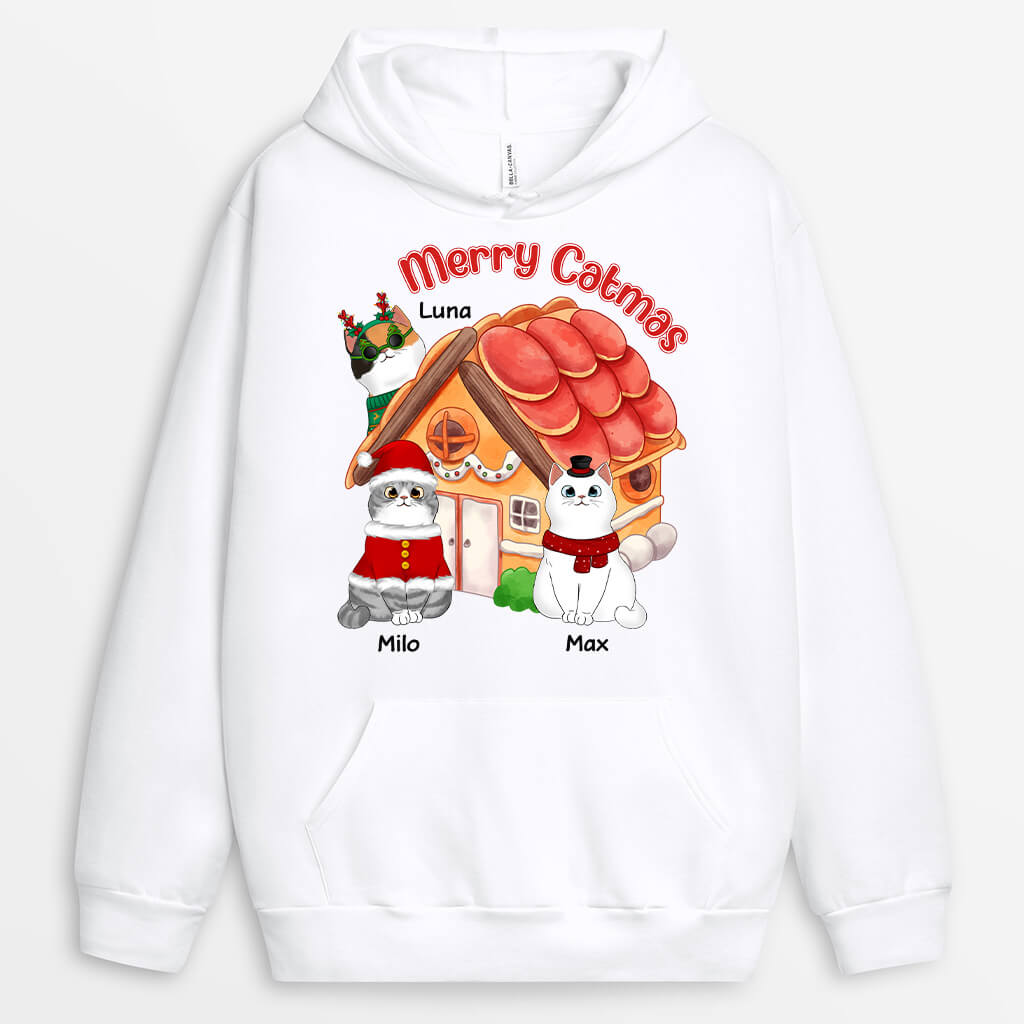 1372HUS1 personalized merry catmas hoodie