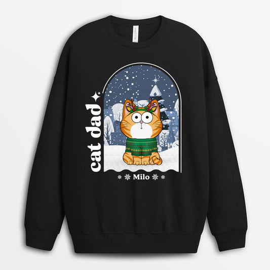 1375WUS1 personalized cat mom and dad christmas sweatshirt