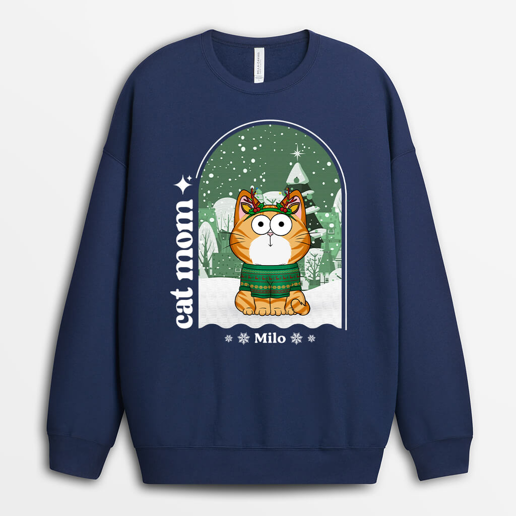 1375WUS2 personalized cat mom and dad christmas sweatshirt