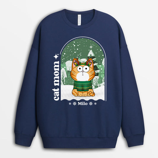 1375WUS2 personalized cat mom and dad christmas sweatshirt