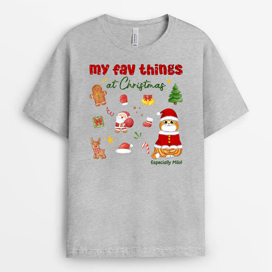 1376AUS2 personalized my favorite things at christmas t shirt