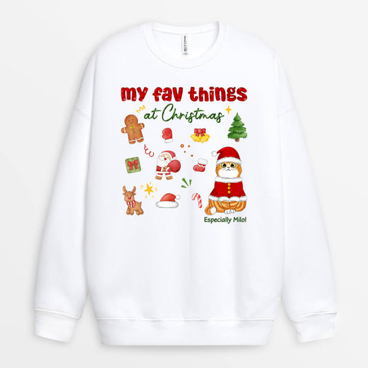 1376WUS1 personalized my favorite things at christmas sweatshirt