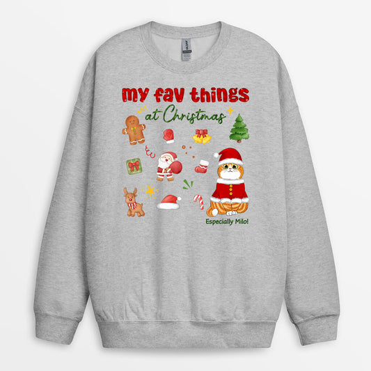 1376WUS2 personalized my favorite things at christmas sweatshirt