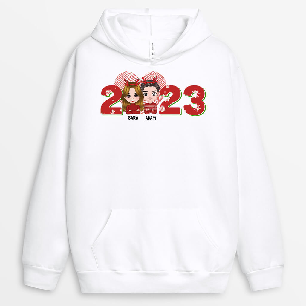 1377HUS1 personalized christmas couple personalized with love word hoodie