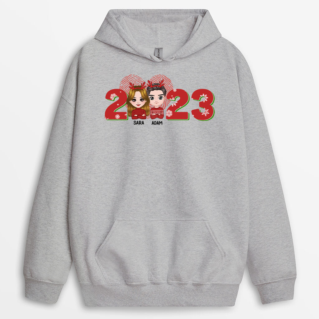 1377HUS2 personalized christmas couple personalized with love word hoodie