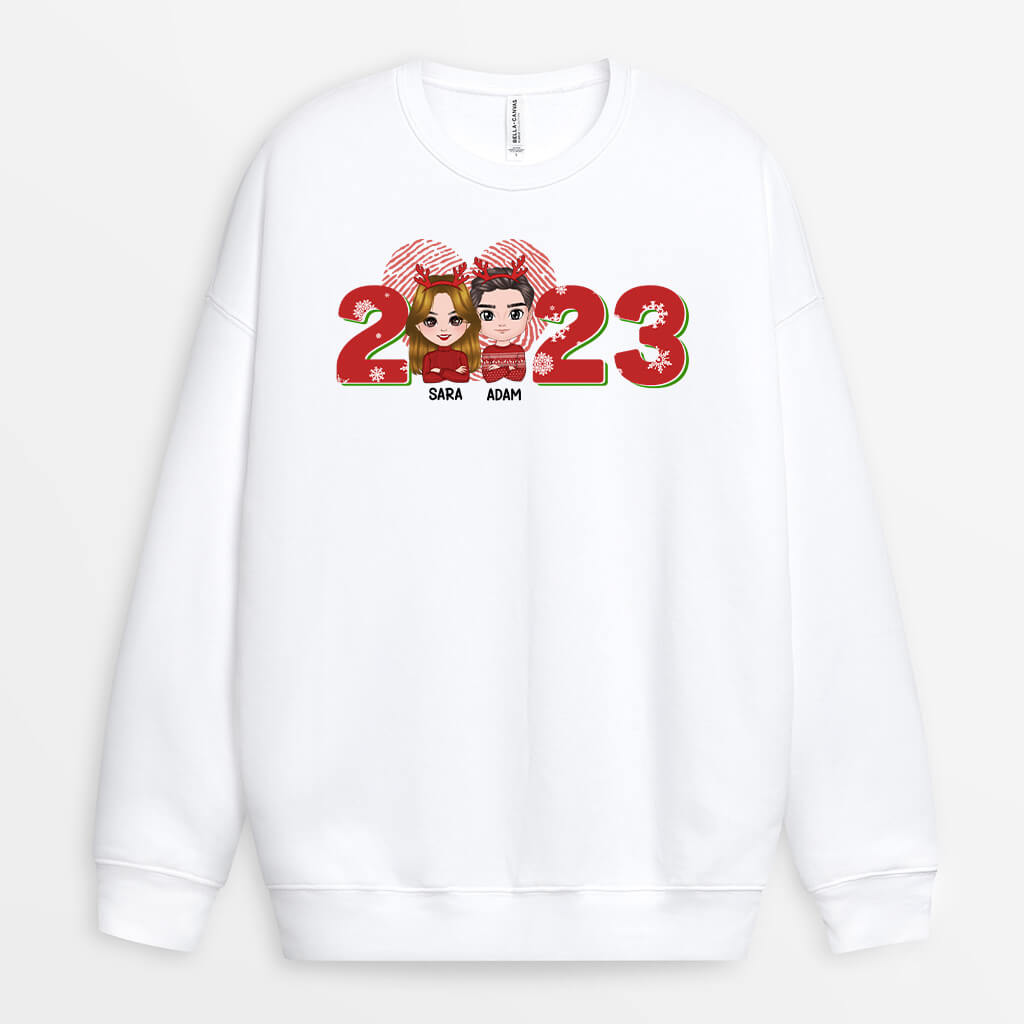1377WUS1 personalized christmas couple personalized with love word sweatshirt