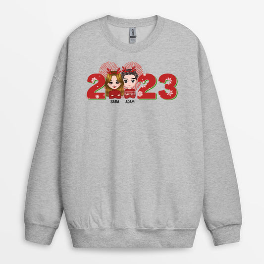 1377WUS2 personalized christmas couple personalized with love word sweatshirt