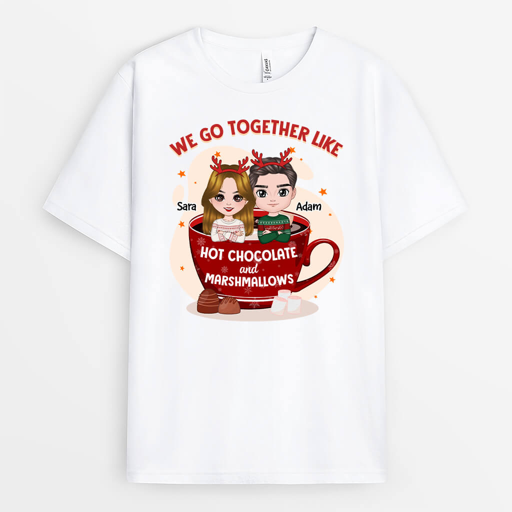 1381AUS1 personalized we go together like hot chocolate and marshmallows t shirt