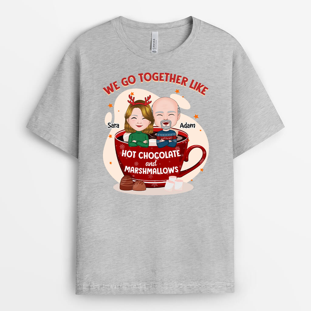 1381AUS2 personalized we go together like hot chocolate and marshmallows t shirt