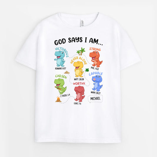 1384AUS1 personalized god says i am t shirt