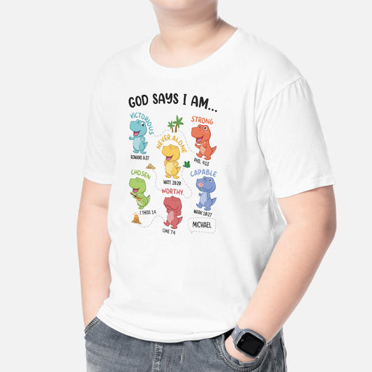 1384AUS2 personalized god says i am t shirt