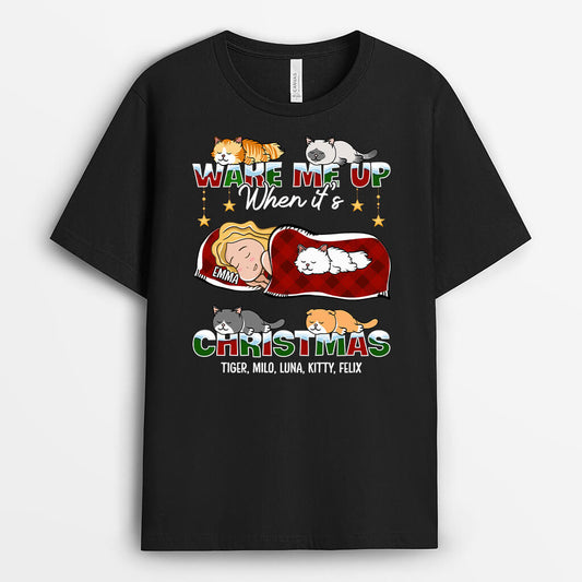 1386AUS1 personalized wake me up when its christmas t shirt