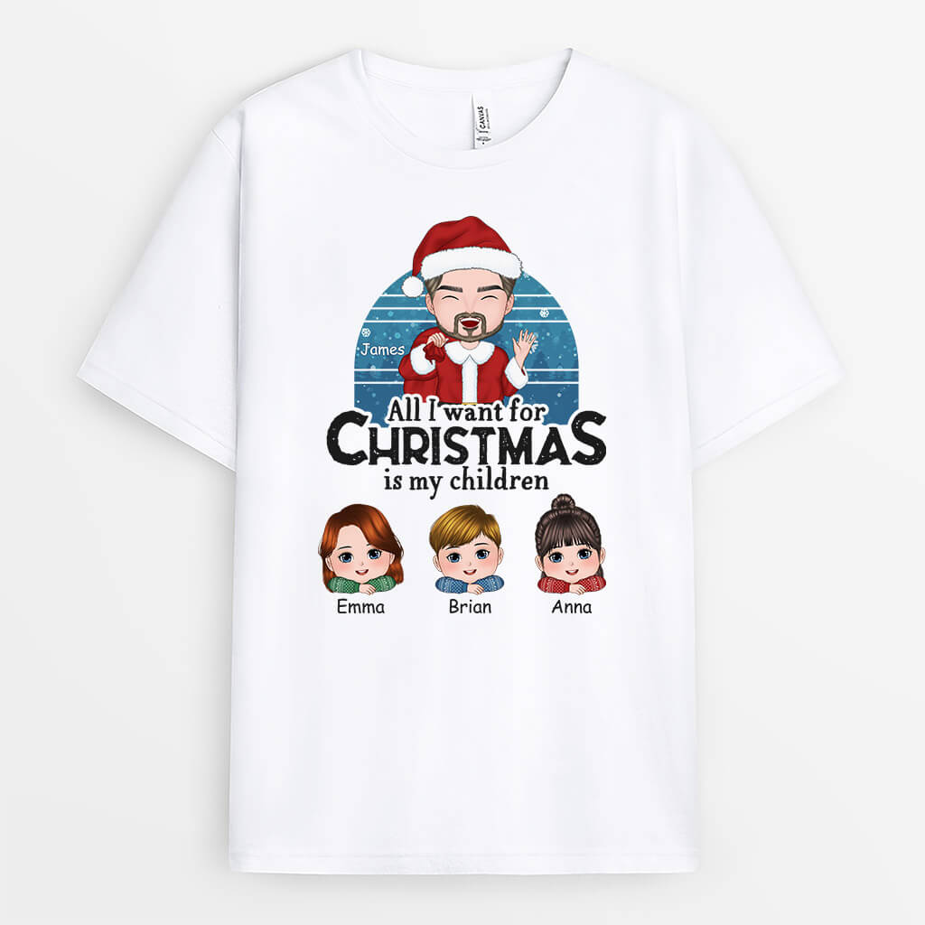 1389AUS1 personalized all i want for christmas is my grandkids t shirt